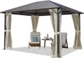 TOOLPORT Gartenpavillon 3x3,65 m Stahl-Dach mit Moskitonetzen und Seitenteilen in cream