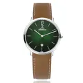 Michel Herbelin Herrenuhr City 38,7mm Edelstahl grün Lederarmband