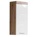 Hängeschrank "Avena", Badschrank mit wechselbarem Türanschlag - (B/T/H) 37/23/77 cm, asteichefarben/weiß Hochglanz B/H/T: 37 cm x 77 cm x 23 cm