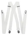 axy Hosenträger für Herren breit 2,5 cm in X-Form mit 4 Hosenträger Clips extra stark längenverstellbar 25mm (Weiß)