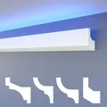 HEXIMO LED Stuckleisten klassisch, XPS Styropor indirekte Beleuchtung Wand & Decke Sockelleisten Lichtvoutenprofil (Muster HLED 4)