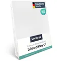 Lunarys® SleepRoyal Luxus Spannbettlaken 180x200cm - Weiß - 250 g/m² Premium Bettlaken - 40 cm Steghöhe - für hohe Matratzen, Boxspringbett & Matratze + Topper & Wasserbett - Stretch Jersey