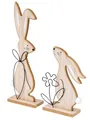 levandeo Osterhasen H19-30cm MDF Holz Natur Metall Ostern Tischdeko 2er Set Hase Osterdeko Frühling Aufsteller Figur