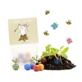 Ostergeschenk "Frohe Ostern" – Set aus 10x5 bunten Blumenmurmeln l Kleine Saatkugeln in einem Tütchen mit Hasen-Motiv und Lichterkette l Geschenk zu Ostern l Geschenkidee Ostern l Ideal fürs Osternest