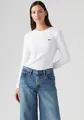 Langarmshirt "ESSENTIAL HM LS TEE", mit Logo Stickerei, Gr. M (38), WHITE