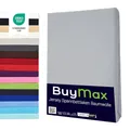 Buymax Topper Spannbettlaken 180x200 cm Spannbetttuch 100% Baumwolle Jersey für Matratzentopper bis 12 cm Matratzenhöhe Bettlaken für Boxspringbett Topper, Silber Grau