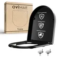 ovimar WC Sitz D Form Schwarz Absenkautomatik Softclose Duroplast Quick-Release