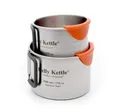 Camping Tasse Set 350 & 500ml) 2 X Hochwertige Einzel Wand Edelstahl Cup. Features Enthalten: Silikon Beschichtet Faltbar für Komfort Coolip™ To Protect von Burning / Abmessungen an der Seite des Bechers /