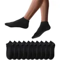 10 Paar Kurze Baumwoll-Socken, Schwarz, Unisex, Sportart Laufen