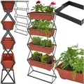 Tectake Vertikalbeet  Mit 4 Pflanzkästen Für Innen  und Außenbereich  52 x 21 x 127 cm Braun