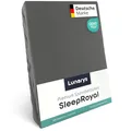 Lunarys® SleepRoyal Luxus Spannbettlaken 220x220 cm - Grau - 250 g/m² Premium Bettlaken - 40 cm Steghöhe - für hohe Matratzen, Boxspringbett & Matratze + Topper & Wasserbett - Stretch Jersey