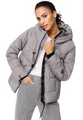 MARIKOO Damen Winterjacke Steppjacke Winter Jacke gesteppt warm mit Kapuze B977 [B977-Shimo-Grau-Gr.M]