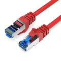 JAMEGA - 1m CAT 7 Netzwerkkabel Gigabit Ethernet Lan Kabel in rot | 10000 Mbit s | Patchkabel Cat.7 Rohkabel S FTP PIMF Schirmung mit RJ45 Stecker | Switch Router Modem Access Point