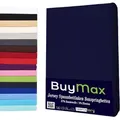 Buymax Spannbettlaken Wasserbett Spannbettlaken für Boxspringbetten Matratzen bis 35 cm Höhe, Jersey, Gummizug: Rundumgummi, (1 Stück), Spannbetttuch 97% Baumwolle, 3% Elasthan, atmungsaktiv, 40 cm Steghöhe blau 180-200 cm x 200-220 cm