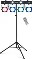 Lichtstarke LED-Bar mit 4 RGB-Spots, 4 weißen Strobe-LEDs, Lichtstativ & Zubehör