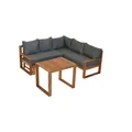 MERXX Gartenmöbelset "Merida", 4 Sitzplätze, Holz, inkl. Auflagen - braun