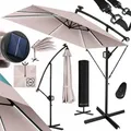 KESSER® Ampelschirm Holly Sonnenschirm Rechteckig mit und ohne LED Solar inkl. Abdeckung + Windsicherung mit Kurbel   Kurbel-Schirm mit Ständer UV-Schutz Aluminium Wasserabweisend Ø350cm Gartenschirm