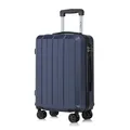 Premium Reisekoffer TSA-Schloss,YKK-Reißverschluss Hartschalen-Koffer Trolley Kabinenkoffer Rollkoffer Suitcase Handgepäck 4 Rollen (Dunkelblau, L)