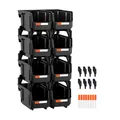 Uimoso 8er Set Lager- und Stapelboxen mit Sichtfenster, 276x140x130mm, Schwarz