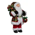 Weihnachtsmann stehend 30cm Santa Claus Dekofigur rot mit Mantel und Geschenken
