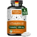 Vitamin B1 Thiamin Kapseln, 250 mg pro Kapsel, Hohe Bioverfügbarkeit - RAIBU