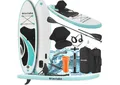 tectake SUP-Board Stand-Up Paddle Board 2in1, Belastbarkeit 200 kg, 288 x 77 x 22,5 cm, Stand-up Paddle, (Komplettset mit Rucksack, weiß/türkis), aufblasbar, stabil, leicht und rutschfest