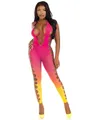 LEG AVENUE Seamless Ombre Faux Lace Up Footless Bodystocking Costume Accessories, Sunset, One Size