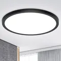 Deckenlampe Schwarz LED Deckenleuchte Flach, Ø30CM 24W 2400LM Lampe Decke Wohnzimmerlampe IP44 Kaltweiß 6500K Modern Küchenlampe für Wohnzimmer Schlafzimmer Badezimmer Kinderzimmer Balkon Flur Keller