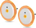 Northpoint LED Nachtlicht Bernsteinweißes Licht (1500-1800K) 2er-Set Rund mit Dämmerungssensor und Bewegungsmelder Reichweite 3m Steckdosenbetrieben