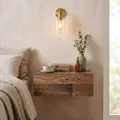 CARO-Möbel Hängender Nachttisch Anne mit Schublade in Old Style Optik - griffloses öffnen & platzsparend durch Wandmontage, robuste Spanplatte