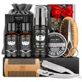 Bartpflege Set für Männer; Pflege & Styling; inklusive Öl Balsam Kamm Tasche