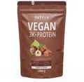 nutri+ veganes 3K Proteinpulver, 1000 g Dose, Haselnuss