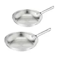 Tefal Duetto On Pfannen-Set, 2-tlg. 24/28 cm, unversiegelt, dicker Wärmediffusionsboden, Komfort-Griff, langlebig, für alle Herdarten geeignet, Edelstahl, B866S234