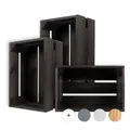 Creative Deco Kiste Holz Deko Holzkiste Schwarz Obstkiste | 30 x 20 x 15 cm | Geschliffen | Weinkisten Apfelkiste | Perfekt als Geschenkbox Spielzeugkiste Aufbewahrungskiste