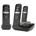 Gigaset AS690A Trio - 3 Schnurlose DECT-Telefone mit Anrufbeantworter - kontrastreiches Display - einstellbare Klangprofile - Freisprechfunktion - Anrufschutz, schwarz [Deutsche Version]