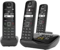 Gigaset AS690A Trio schnurloses Telefon mit Anrufbeantworter 3 Telefone schwarz