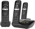 Gigaset AS690A Trio schnurloses Telefon mit Anrufbeantworter 3 Telefone schwarz