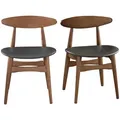 Design-Stuhl aus Nussbaum und schwarzem PU 2er-Set WALFORD