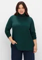 sheego Große Größen: Langarmshirt mit Rollkragen, in A-Linie, tiefgrün, Gr.40/42-56/58 14596001685