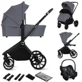 LIONELO MIKA PLUS 3-in-1 Buggy 0-48 Monate bis zu 22 kg Babywagen bis zu 9 kg Kindersitz Babytrage bis zu 13 kg, Rückenlehne verstellbar, Dämpfung, 360° Räder, XXL-Verdeck