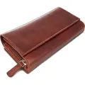 ROYALZ "Orelia" Vintage Leder Geldbörse für Damen Portemonnaie groß mit vielen Fächern RFID-Blocker Brieftasche Querformat - Braun