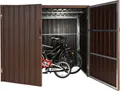 WPC-Fahrradgarage HWC-J29, Geräteschuppen Fahrradbox, Metall Holzoptik abschließbar 4 Räder 172x213x160cm braun