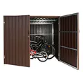 WPC-Fahrradgarage HWC-J29, Geräteschuppen Fahrradbox, Metall Holzoptik abschließbar - 4 Räder 172x213x160cm braun