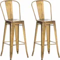 CLP 2er Set Barhocker Aiden aus Metall mit Fußstütze gold