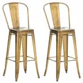 Clp - 2er Set Barhocker Aiden Metall Gold