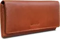 ROYALZ "Lucia" Vintage Leder Damen Portemonnaie Groß RFID Schutz - Geldbörse mit Reißverschluss viele Fächer 11 Kartenfächer Brieftasche Querformat