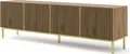 TV Schrank RAVENNA F 200 cm 4D rahmen ARTISAN EICHE / ARTISAN EICHE Lowboard mit Metallfüße Stehen Unterschrank Fernsehschrank Modern Loft TV Board Sideboard HiFi-Tisch Golden oder Schwarz Metallrahmen Beine