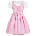 Nübler Dirndl Mädchen Dirndl im traditionellen Stil Kinder Trachten (Dirndl Set LINDA, 3-tlg., Dirndl Kleid mit Bluse und Schürze) Kinder Tracht im bayerischen Stil - Trachtenmode Kinder rosa 110