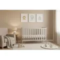 Babybett 2in1 mit Matratze 120x60cm, 2 ausziehbare Sprossen, 3-stufige Verstellung, Skandinavisches Design, Kaschmirfarbe