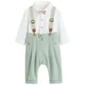 Next Hemd & Hose 3-teiliges Baby-Set mit Hemd, Hose und Hosenträger (3-tlg) grün 74 (9M)